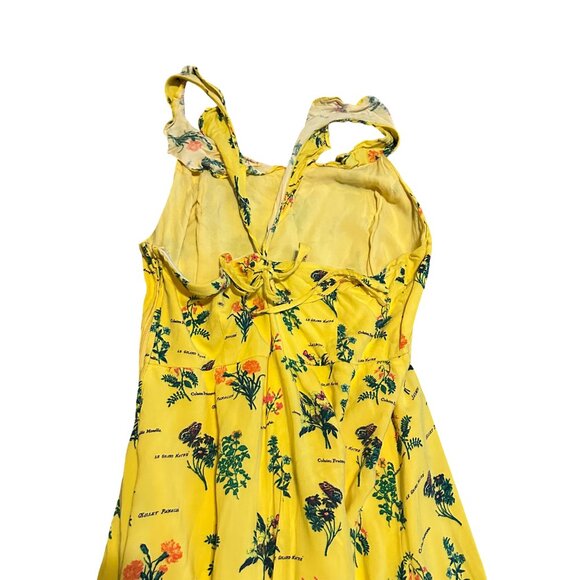 ModCloth Inclined to Impress Bold Yellow Floral Print Dress Cottagecore Sz Large - Picture 8 of 12